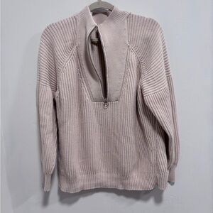 Closed Light Cream Ribbed Half-Zip Sweater